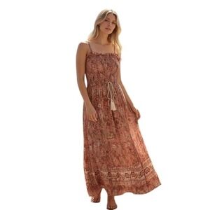 Scandal Italy Mona Boho Smocked Floral Midi‎ Dress Made in Italy Size M